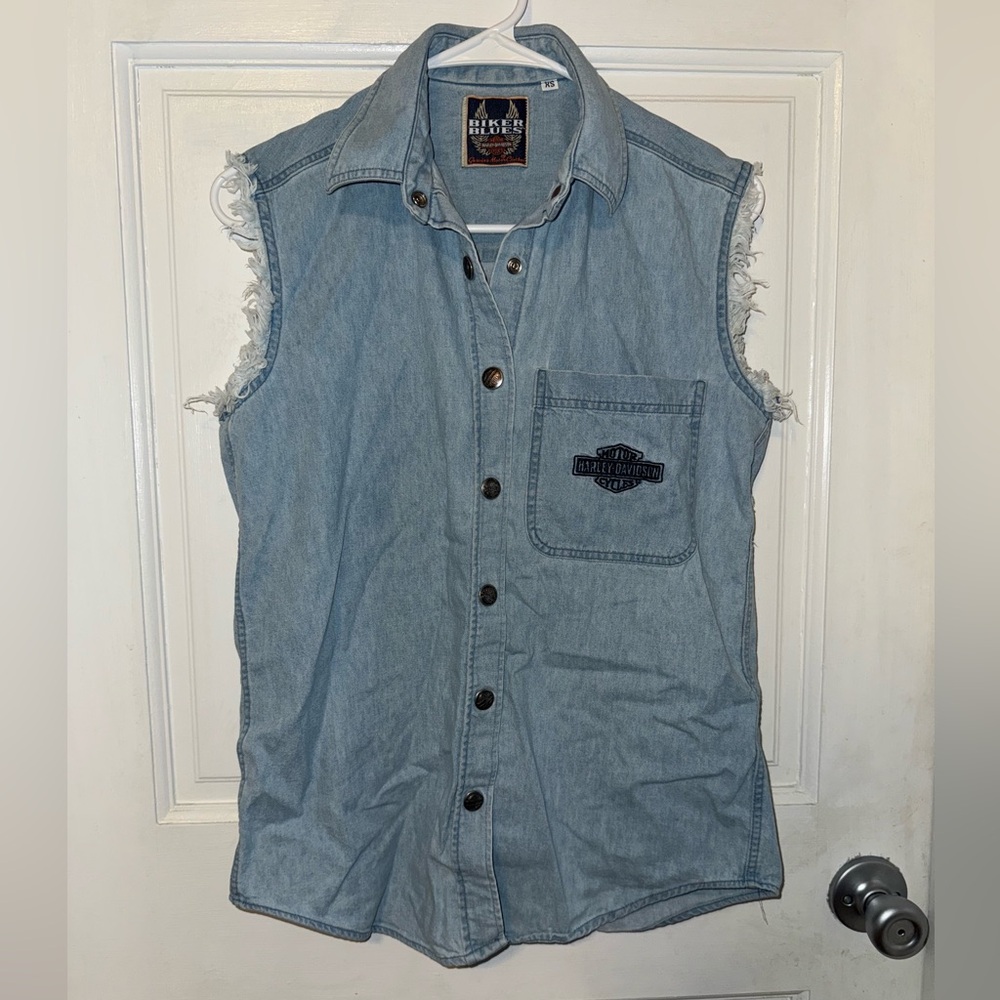 Harley-Davidson Blue Denim Sleeveless Shirt